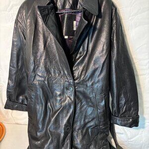 Coach Ladies Trench Genuine Leather Coat  Black  Sz Small